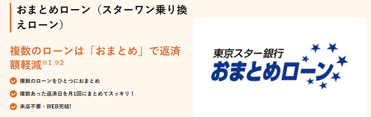 東京スター銀行のおまとめローンキャプチャ